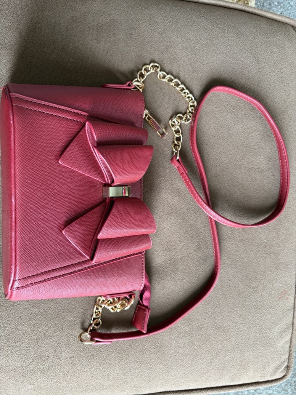 Pink Bow Accent Crossbody Bag - Women's Shoulder Purse
